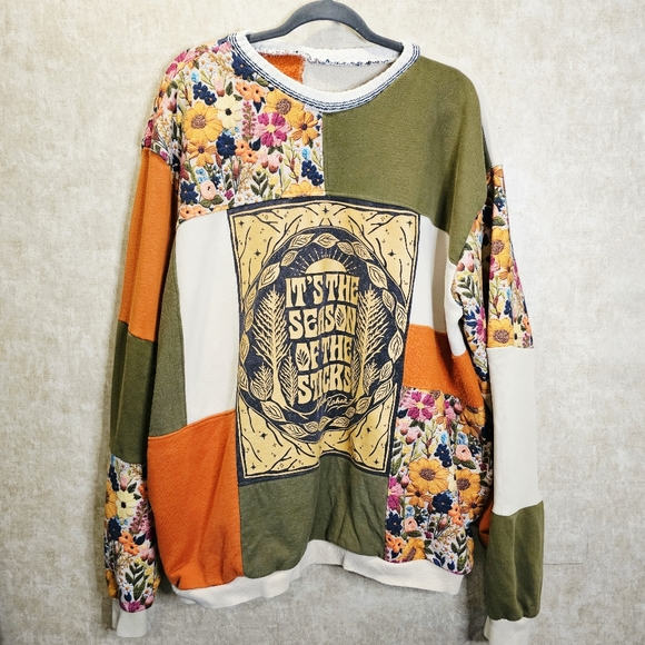 Reworked Noah Kahan Sweatshirt 3D Print Hippie Patchwork Boho - Picture 2 of 9